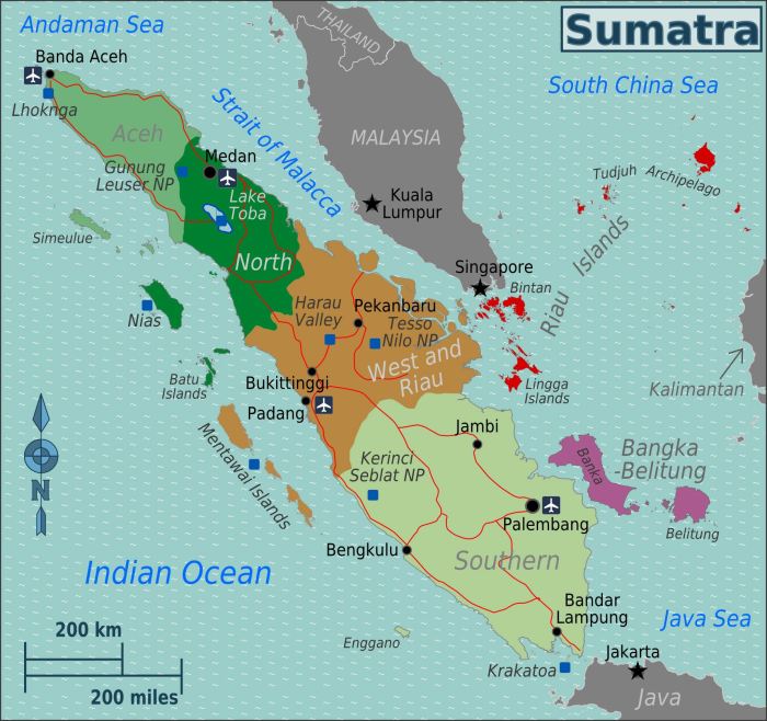 Sumatra map island indonesia