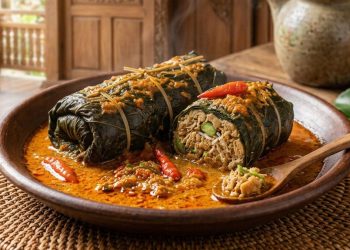 Resep Buntil Daun Singkong Dengan Isi Tempe Pedas dan Gurih