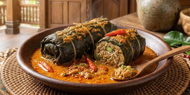 Resep Buntil Daun Singkong Dengan Isi Tempe Pedas dan Gurih
